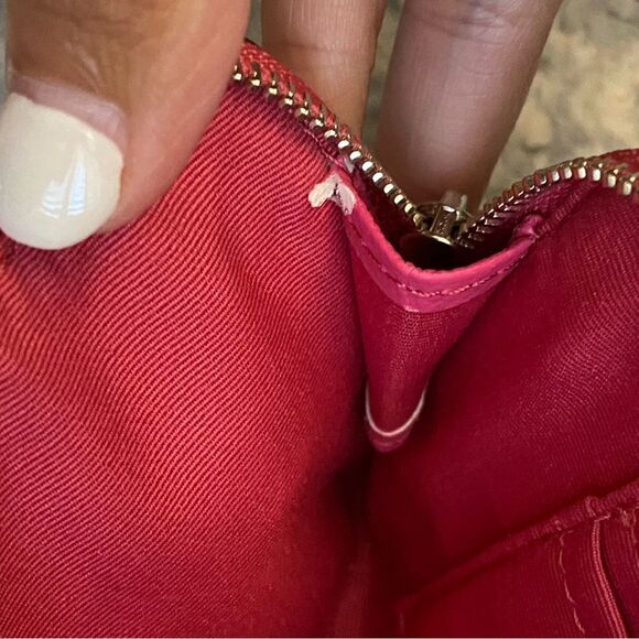 Coach Wristlet Double Zipper Small Wallet Pebbled Leather Watermelon #H1781 - Picture 12 of 15